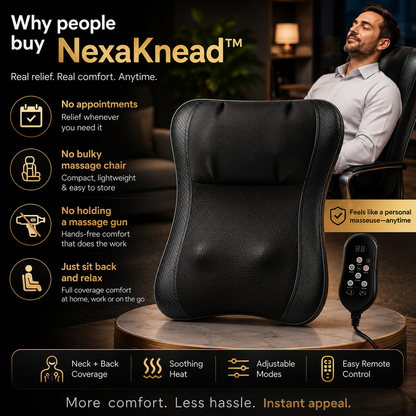 NexaKnead™ Heated Shiatsu Neck & Back Massage Cushion
