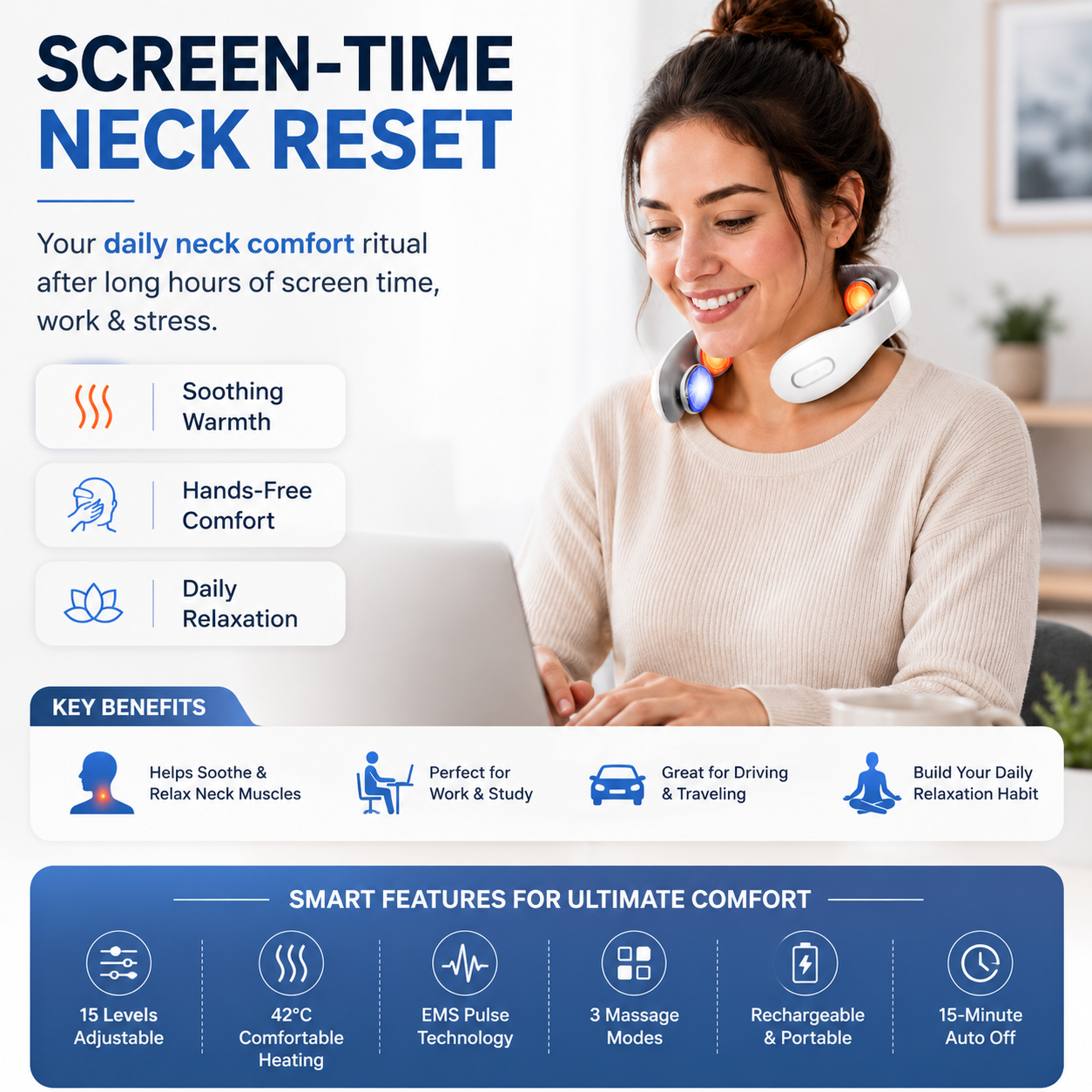 NexaPulse™ Neck Massager With Heat & Pulse Stimulation