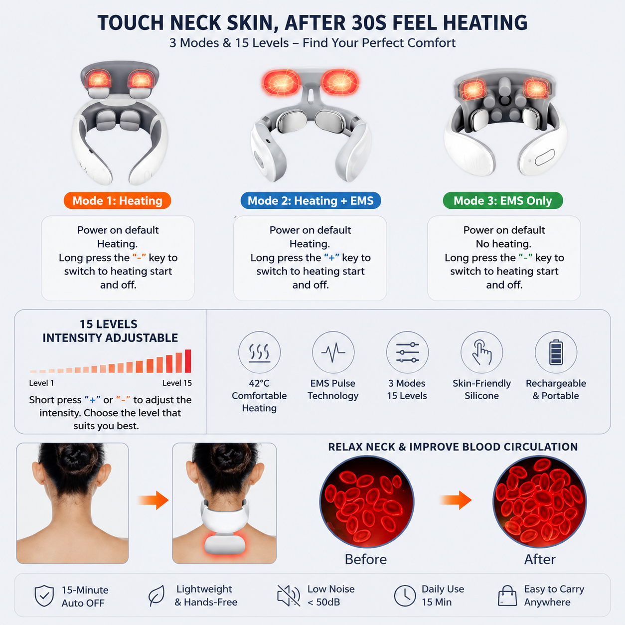 NexaPulse™ Neck Massager With Heat & Pulse Stimulation